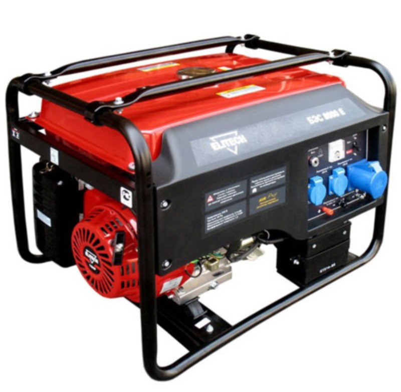Бензогенератор Elitech БЭС 8000, 6,5кВт, 15л.с., 3л/час, бак 25 л